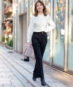 ANY SIS 褒めらレディストレッチ セミフレア テーパードパンツ