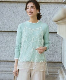 23区 刺繍レース キャミソール アイボリー系