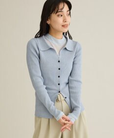 CRAFT STANDARD BOUTIQUE 襟付きコンパクトリブニットカーディガン