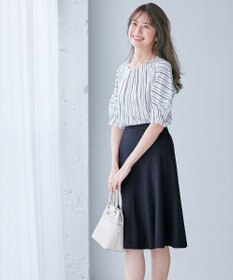 ANY SIS 【接触冷感・吸水速乾・UVケア】エアリードレープスムース タックスリーブ ブラウス