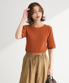 Green Parks 袖レイヤー５分袖ニットプルオーバー