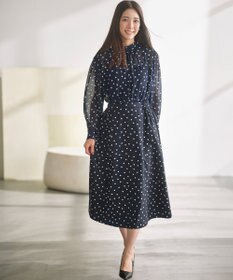 組曲 【前後着用可】シフォンオーガンプリント ボウタイワンピース