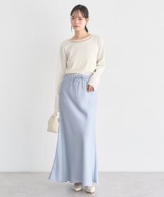 earth music&ecology サテンフリルマーメイドスカート