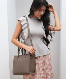 style code  【MERCURYDUO/マーキュリーデュオ】メタルアイレット　両アオリポケット　スクエアハンドバッグ