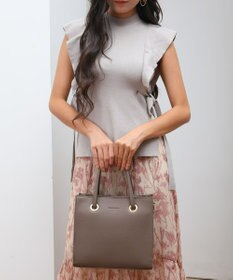 style code  【MERCURYDUO/マーキュリーデュオ】メタルアイレット　両アオリポケット　スクエアハンドバッグ