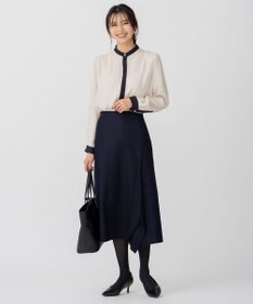 23区 S ウール圧縮スムース アシンメトリー フレアスカート