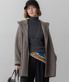 23区 【洗える】ラクーンブレンドダブルフェイス フーディー ニットカーディガン