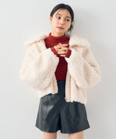 earth music&ecology リバーシブルフェイクムートンショートブルゾン