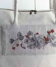 AND WOOL スミレの押し花刺繍バッグ big size