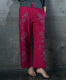 自由区 【カトリエムブーケ】Broderie a motifs floraux 刺繍パンツ