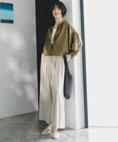 ANY L シアーテックリネンギャザーブラウス