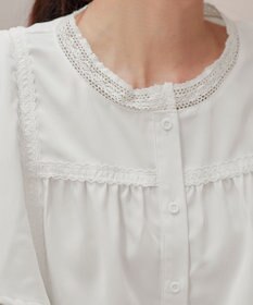 Tiaclasse L 【洗える】フレアスリーブレースブラウス