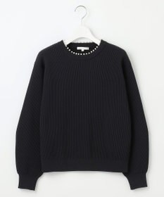 自由区 L 【洗える】パールディティール クルーネックニット