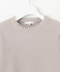 自由区 L 【洗える】パールディティール クルーネックニット