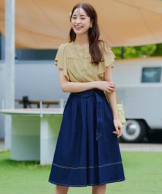 Tiaclasse L 【洗える】フレアスリーブレースブラウス