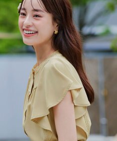 Tiaclasse L 【洗える】フレアスリーブレースブラウス