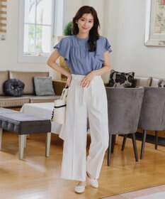 Tiaclasse L 【洗える】フレアスリーブレースブラウス