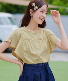 Tiaclasse L 【洗える】フレアスリーブレースブラウス