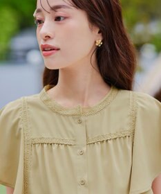 Tiaclasse L 【洗える】フレアスリーブレースブラウス