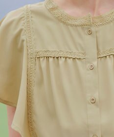 Tiaclasse L 【洗える】フレアスリーブレースブラウス