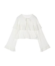 earth music&ecology フリル切替えショートブラウス