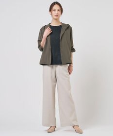 J.PRESS LADIES ペンシル SLUB STRIPE ワイド イージー パンツ