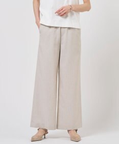 J.PRESS LADIES ペンシル SLUB STRIPE ワイド イージー パンツ