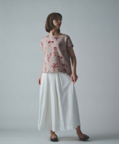 muuc 【ゆったりシルエットで涼しく上品】植物の影絵プリント プルオーバー