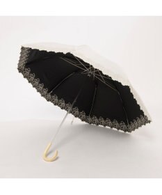 UNBILLION カシュネ cachenez / PUフラワーラメ刺繍トップレス2段折りたたみ傘