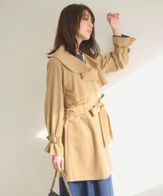 Feroux 【洗える】ラッフルカラーミドル丈 トレンチ