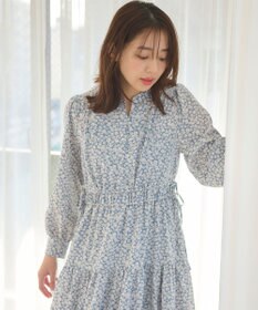Feroux 【洗える】フラワープリントドロスト ワンピース