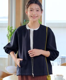 Tiaclasse ダンボールポンチノーカラーブルゾン