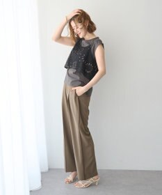YECCA VECCA 【2点SET】刺繍メッシュキャミセットコットンTee