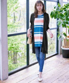 Tiaclasse 【洗える】バックリブプリーツ編みロングカーディガン