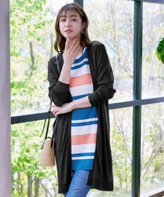 Tiaclasse 【洗える】バックリブプリーツ編みロングカーディガン