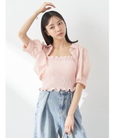 earth music&ecology ＳＥＴ２点シアークロップドシャツ×シャーリングタンク