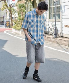 WEGO 【ユニセックス着用ITEM/SMLサイズ展開】オンブレチェックシャツ（SS）