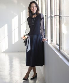 J.PRESS LADIES 【WEB限定・洗える】ニット コンビ ワンピース
