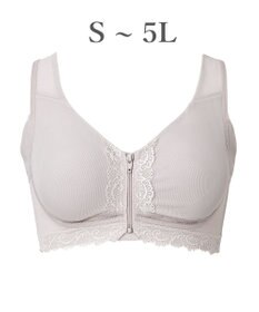 BRADELIS New York 【BRADELIS NewYork peace】細みえフロントファスナー綿混ブラ25 ノンワイヤー 補正 ブラジャー 脇高でコンパクト 小さく見せる