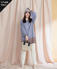 Tiaclasse L 【洗える】カラーブロッキングニットチュニック