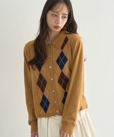 earth music&ecology 【予約】襟付きアーガイルニットカーディガン