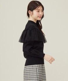 ANY SIS 【洗える】フリルチュールコンビ ニット