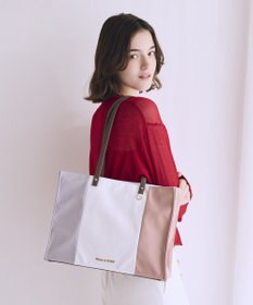 Maison de FLEUR トリコロールスクエアトートバッグ