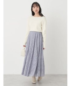 earth music&ecology 起毛レースフレアスカート