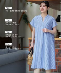 Tiaclasse リネンミックススキッパーシャツワンピース