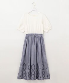 ANY SIS 【洗える】エンブロイダリーコンビ ワンピース