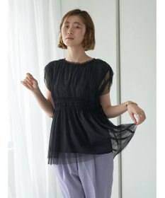 YECCA VECCA チュールギャザーブラウス