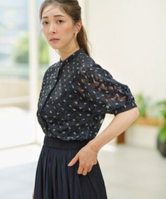 組曲 【WEB限定】フラワーボーダージャカードプリント ブラウス