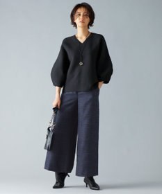自由区 【洗える】エアリーツイードワイドクロップド パンツ