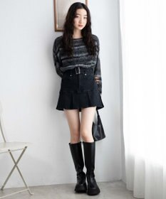 WEGO ベルト付デニムプリーツスカパン